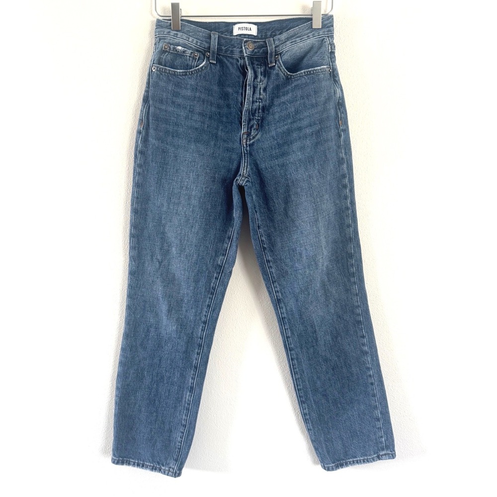 Pistola | Charlie High Rise Straight Leg Ankle Crop Jeans in Blue